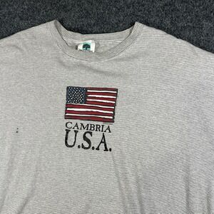 Vintage 90s Kingstree Classic Cambria USA Flag Shirt Made in‎ USA XXL Gray READ